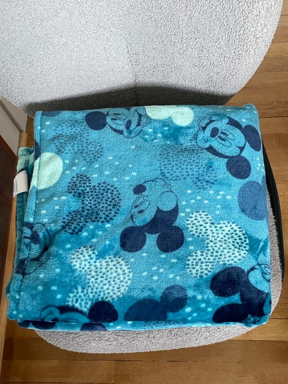 SOLD-Disney Mickey Mouse Teal Plush Throw Blanket